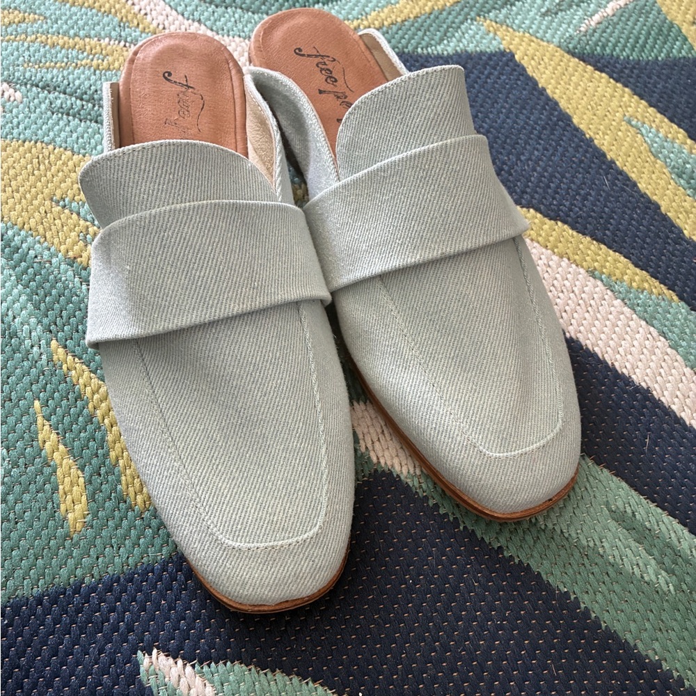 Free People Light Blue Denim Loafers